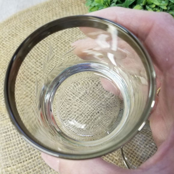 Etched glass silver rimmed candle holders - Picture 3 of 10